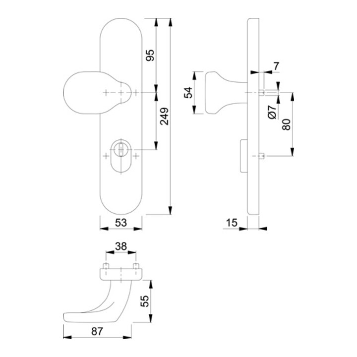 Hoppe Capot de protection E86G/3332ZA ES1 (SK2) VA F69 f. Protection combinée PZ 8mm