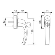 HOPPE DK-Fenstergriff abschließbar Atlanta 0530S/US952 100NM 7/32-42, bro.farb.-3