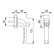 HOPPE DK-Fenstergriff abschließbar,London 013S/U34 100NM, 7/32 F1-5