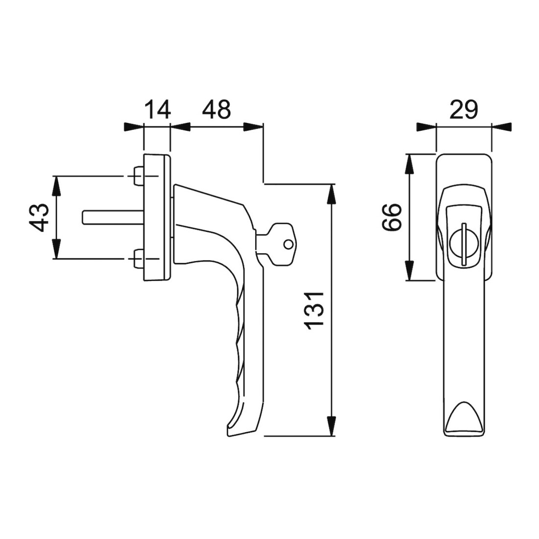 HOPPE DK-Fenstergriff abschließbar,London 013S/U34 100NM, 7/32 F1