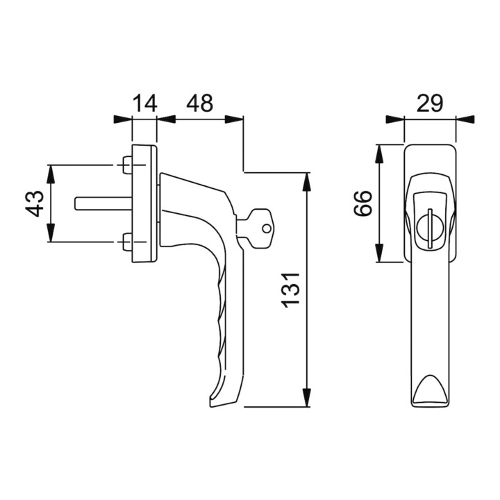 HOPPE DK-Fenstergriff abschließbar,London 013S/U34, 7/32 F1