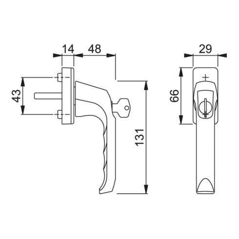 HOPPE DK-Fenstergriff abschließbar,London 013S/U34, 7/32 F9016
