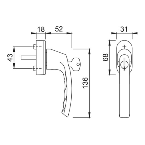 HOPPE DK-Fenstergriff abschließbar Luxemb. 099S/US952 100NM 7/32-42, F1