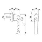 HOPPE DK-Fenstergriff abschließbar,Palermo 055S/U34, 7/32 F9016-4