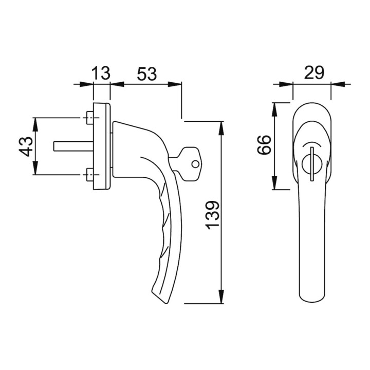 HOPPE DK-Fenstergriff abschließbar,Tôkyô 0710S/U26 100NM, 7/35 F9
