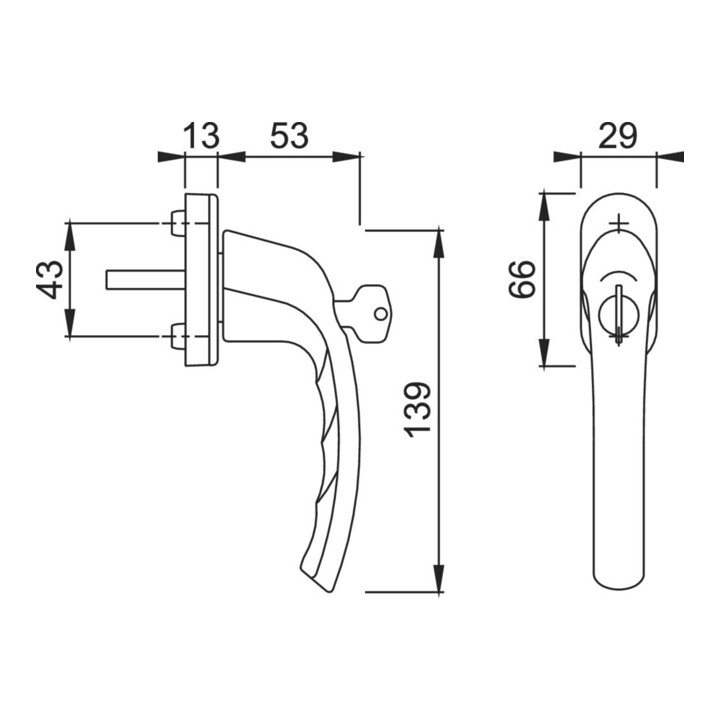 HOPPE DK-Fenstergriff abschließbar,Tôkyô 0710S/U26, 7/32 F1