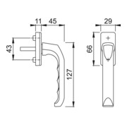 HOPPE DK-Fenstergriff London 013/U34 mit eckiger Rosette VK7x32,F8019-2