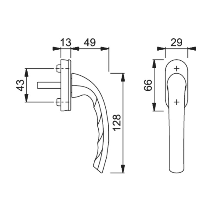 HOPPE DK-Fenstergriff Tôkyô 0710/U26 mit ovaler Rosette VK7x32,F8707