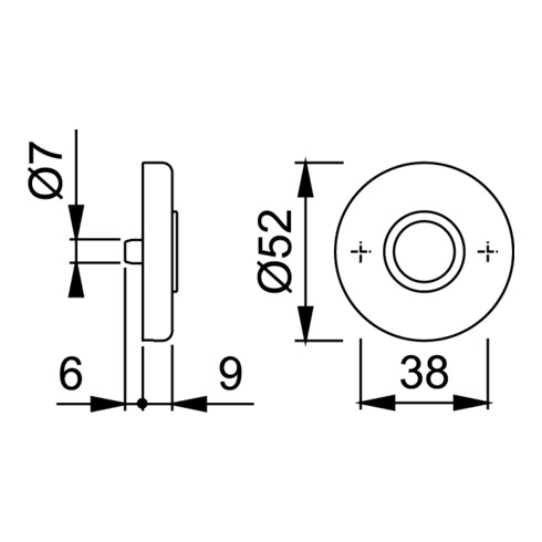 Hoppe Drückerrosetten-Paar 42KV Alu.F2 Schildstärke 9mm rd.rd.