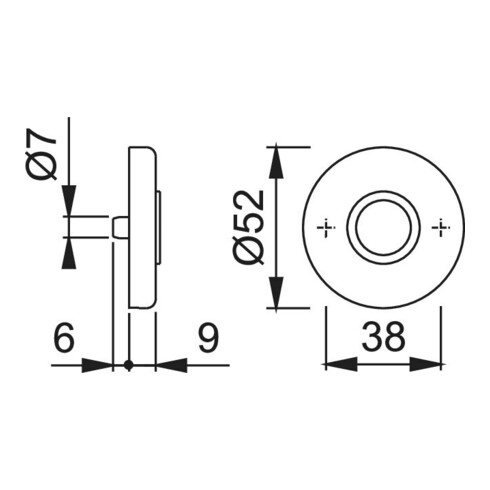Hoppe Drückerrosetten-Paar 42KV Alu.F2 Schildstärke 9mm rd.rd.
