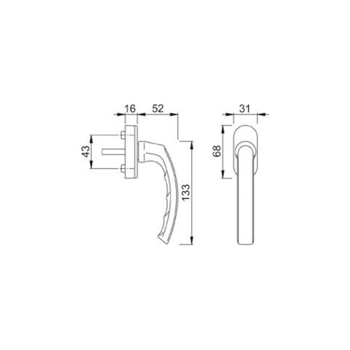 Hoppe Fenstergriff 099 /US952,F9016 NAW,32