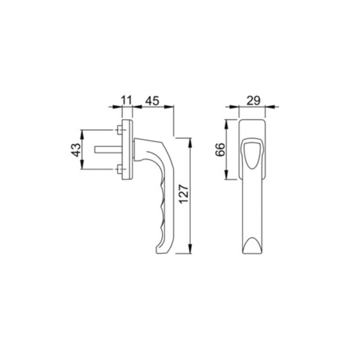 Hoppe Fenstergriff London 013/U34 Alu.F1 32mm Stand.