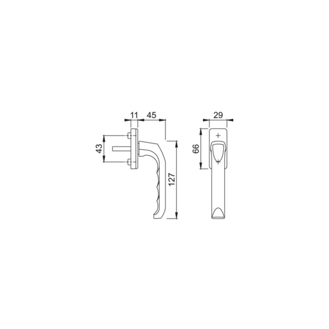 Hoppe Fenstergriff London 013/U34 Alu.F1 32mm Stand.