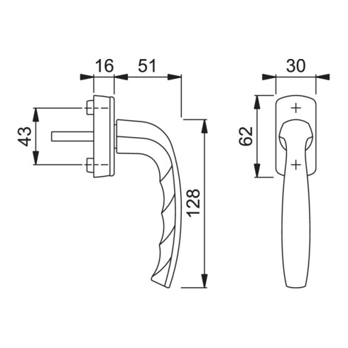 Hoppe Fenstergriff NY 0810/US10 Alu.F9016 32-42mm Stand.