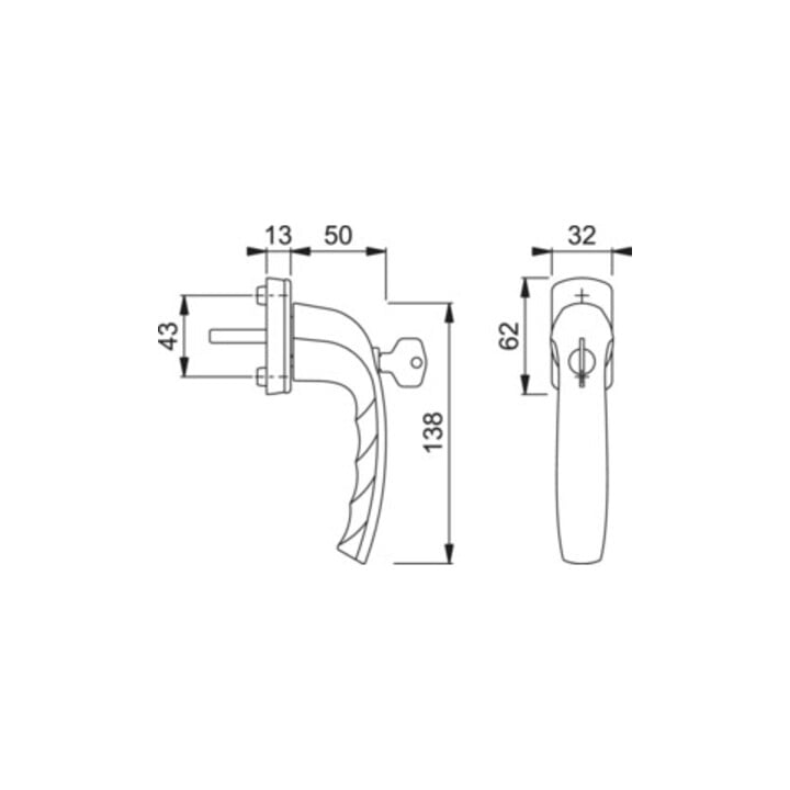 Hoppe Fenstergriff NY 0810S/U10 Alu.F1 35mm abschl.