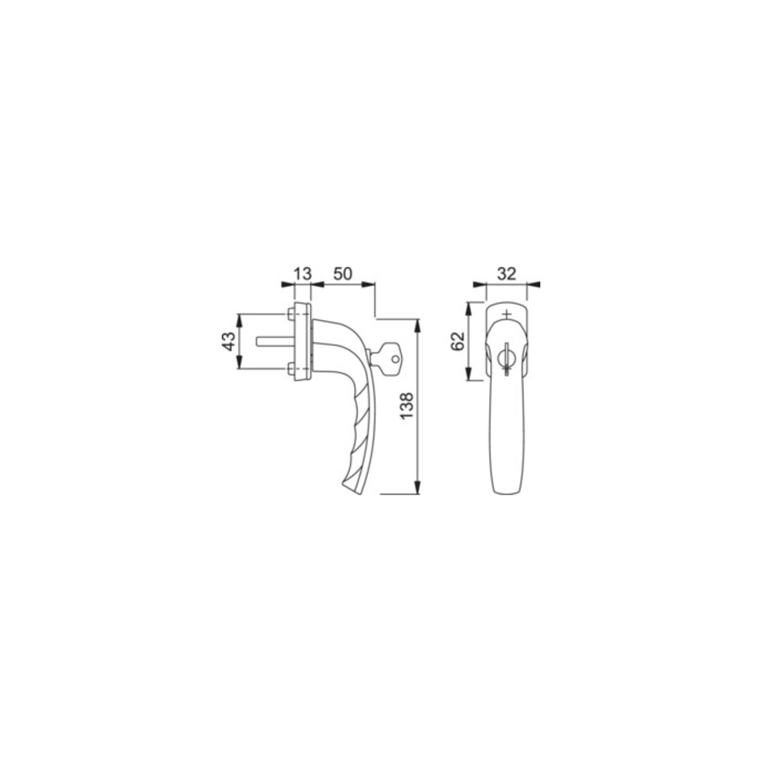 Hoppe Fenstergriff NY 0810S/U10 Alu.F1 35mm abschl.