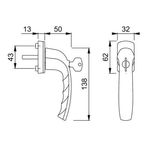 Hoppe Fenstergriff NY 0810S/U10 Alu.F8707 35mm abschl.