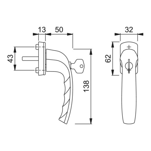 Hoppe Fenstergriff NY 0810S/U10 Alu.F8707 35mm abschl.