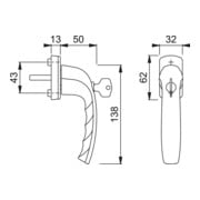 Hoppe Fenstergriff NY 0810S/U10 Alu.F9016 35mm abschl.-3