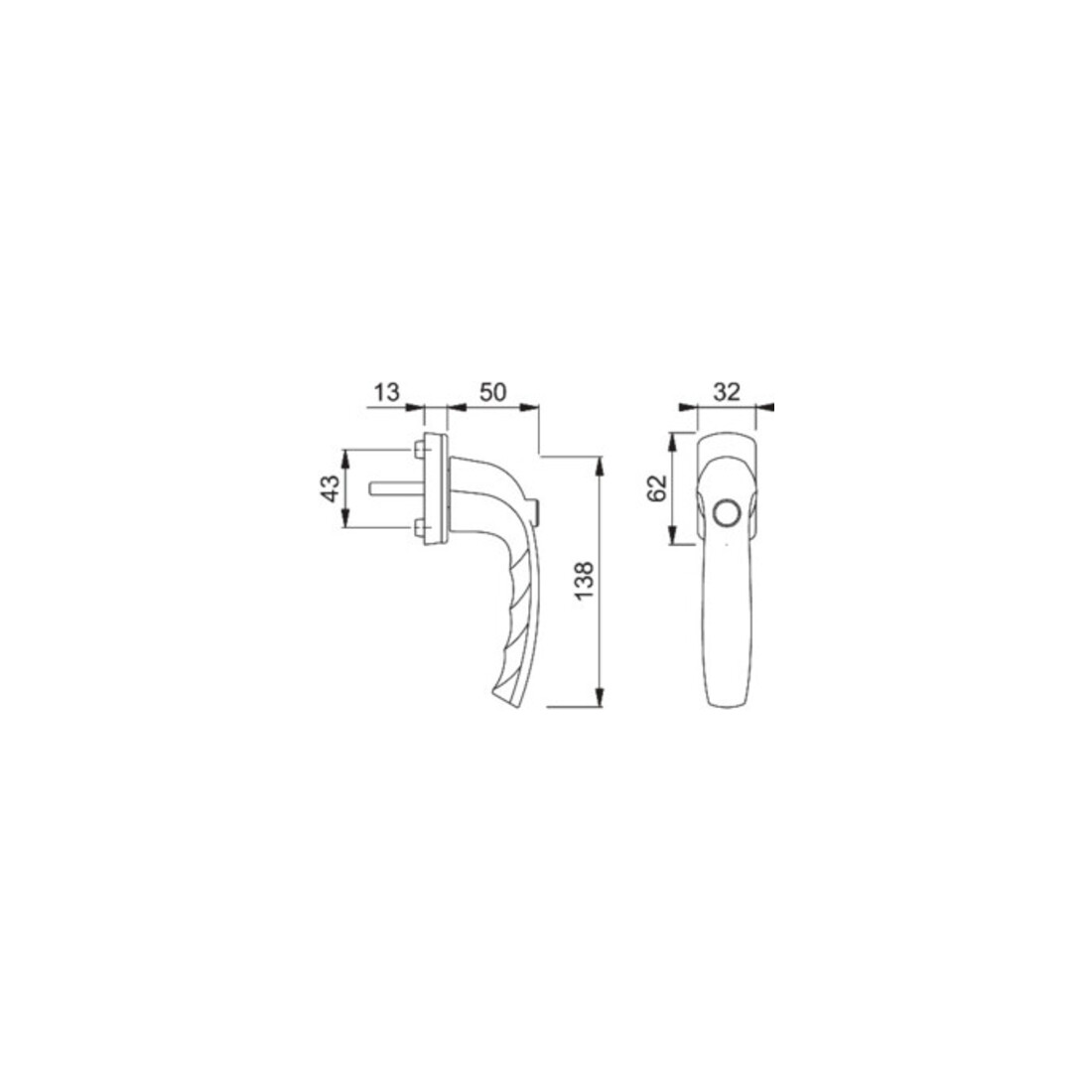 Hoppe Fenstergriff NY 0810SV/U10 Alu.F8707 32mm selbstsperrend