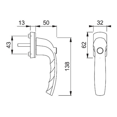 Hoppe Fenstergriff NY 0810SV/U10 Alu.F9 35mm selbstsperrend