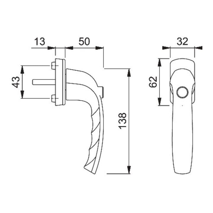 Hoppe Fenstergriff NY 0810SV/U10 Alu.F9 35mm selbstsperrend