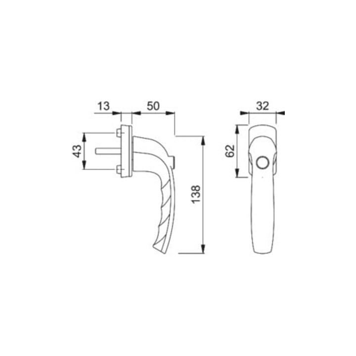 Hoppe Fenstergriff NY 0810SV/U10 Alu.F9016 32mm selbstsperrend