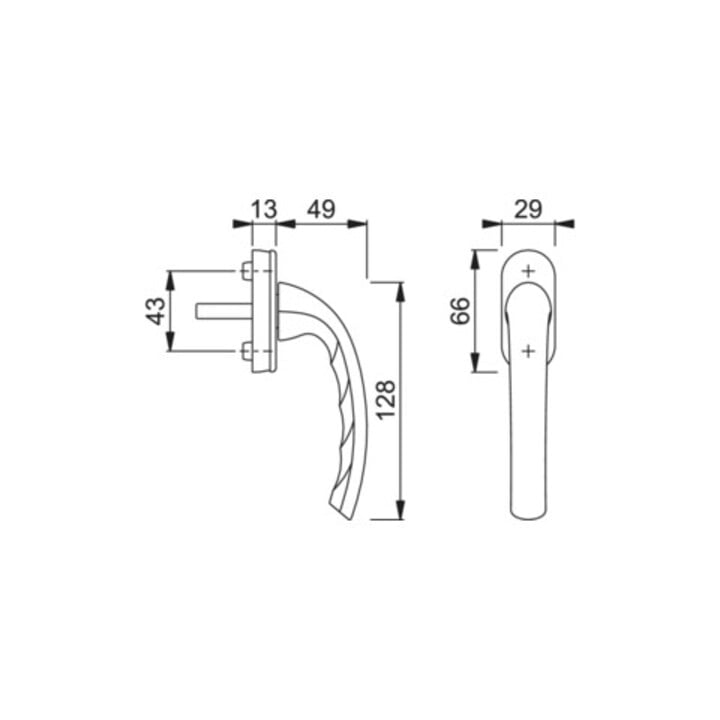 Hoppe Fenstergriff Tokyo 0710/U26 Alu.F1 32mm Stand.