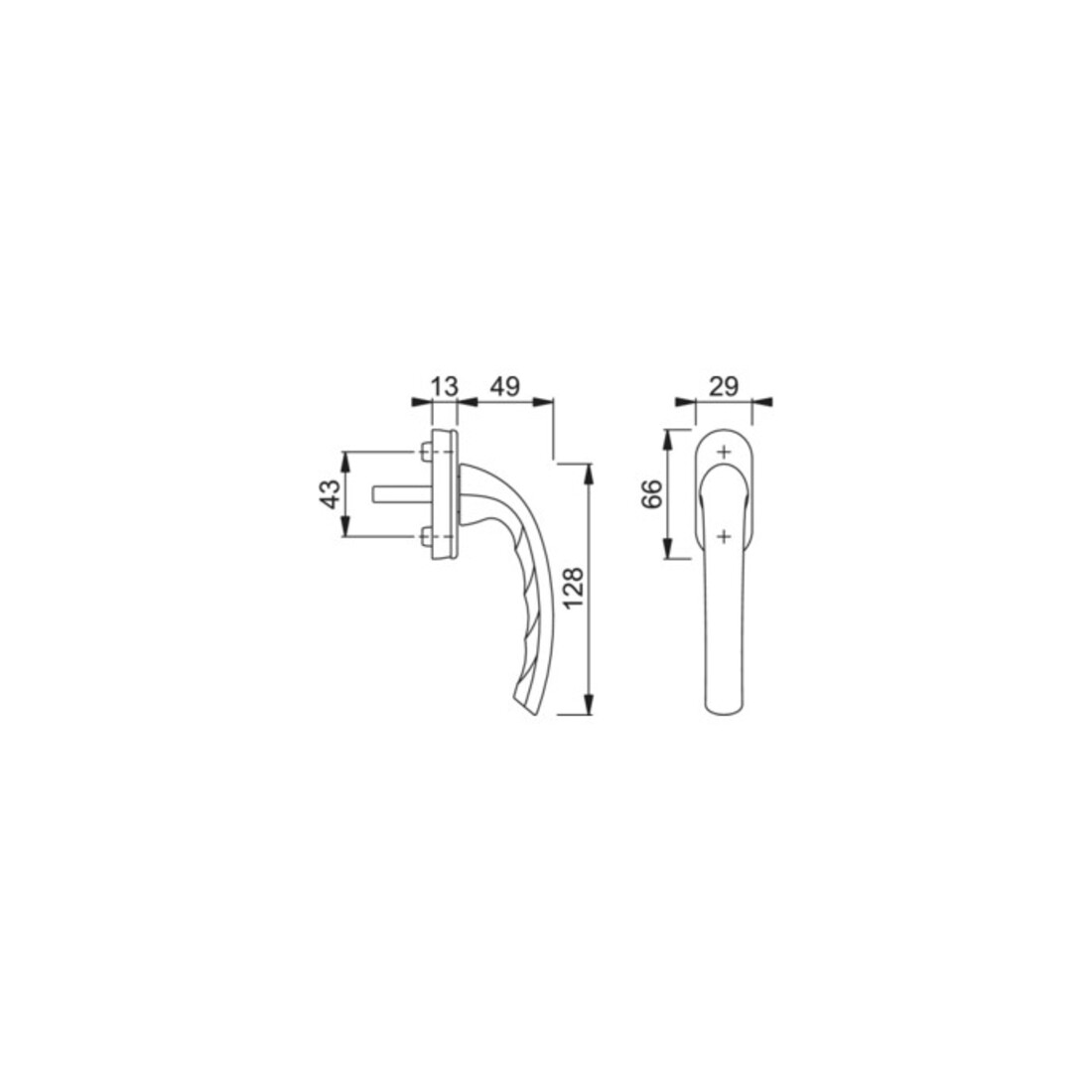 Hoppe Fenstergriff Tokyo 0710/U26 Alu.F1 32mm Stand.