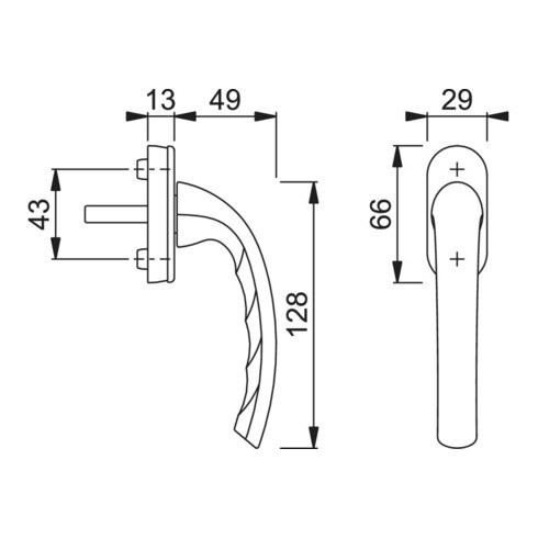 Hoppe Fenstergriff Tokyo 0710/U26 Alu.F1 32mm Stand.