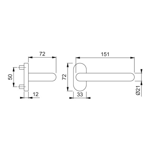 HOPPE FH-Drücker-Halbgarnitur Paris FS-E138GF/55,ov.,VK9 Edelstahl matt