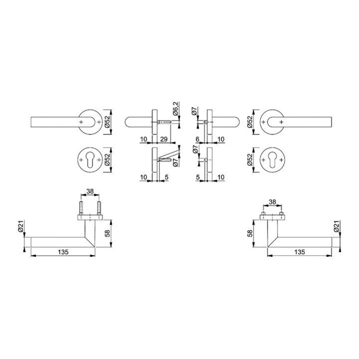 Hoppe FS-Fitting Ams.FS-1400/42H/42HS Alu.F1 D/D f.TS 40-65mm PZ DIN L/R