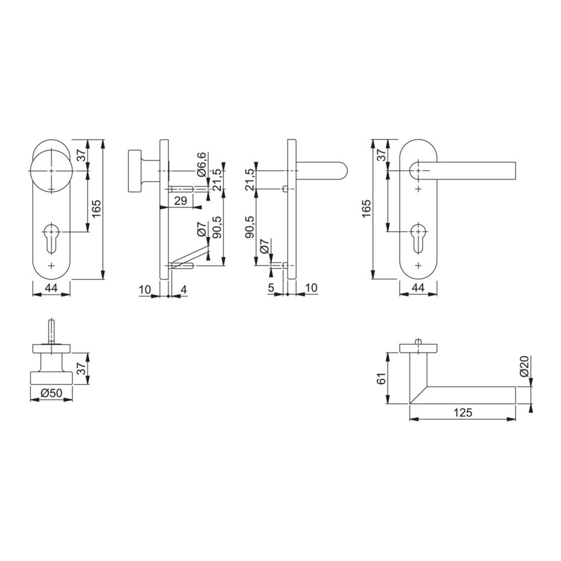 Hoppe FS-Fitting Ams.FS-E58/353KH/1400 VA F69 D/K f.TS 40-65mm PZ DIN L/R