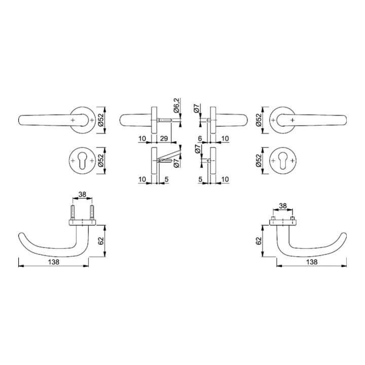 Hoppe FS-Fitting San Fran.FS-E1301/42H/42HS AP VA VA F69 D/D f.TS 40-65mm PZ DIN L/R