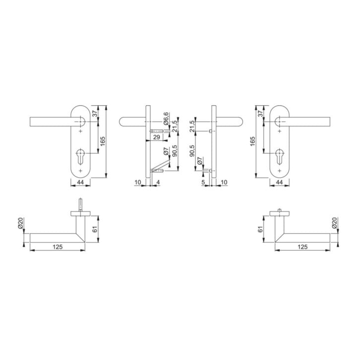 Hoppe FS-Garnitur Ams.FS-E1400/353KH VA F69 D/D f.TS 40-65mm PZ DIN L/R