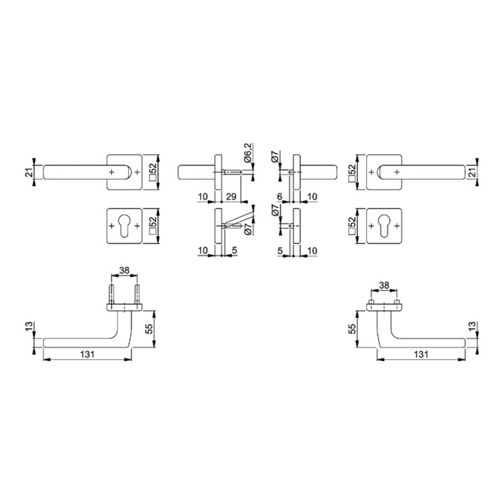 Hoppe FS-Garnitur Dallas FS-E1643/52/52S VA F69 D/D f.TS 40-65mm PZ DIN L/R