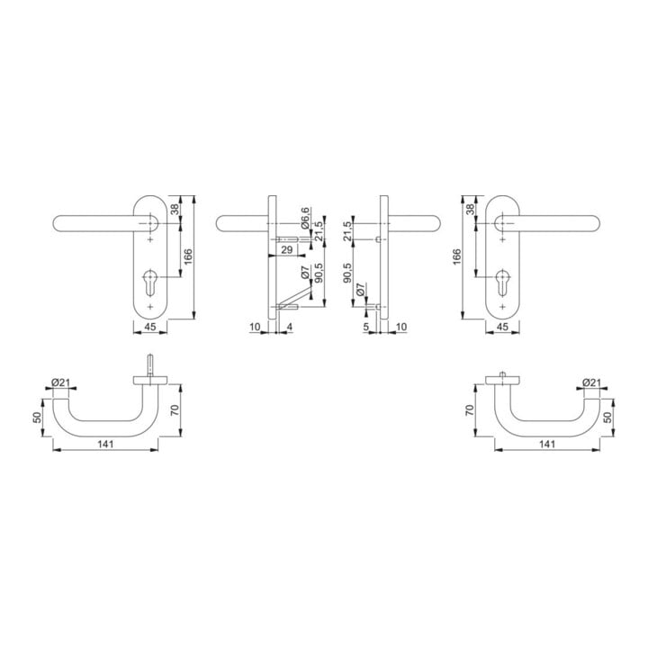 Hoppe FS-Garnitur Paris FS-138/353KH Alu.F1 D/D f.TS 45-65mm PZ DIN L/R