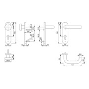 Hoppe FS-Garnitur Paris FS-58/353KH/138 Alu.F1 D/K f.TS 45-65mm PZ DIN L/R-3