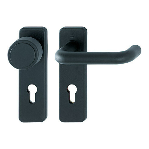 Hoppe FS-Garnitur Paris FS-K58/202K/138 Ku.F9005M D/K f.TS 40-66mm PZ DIN L/R