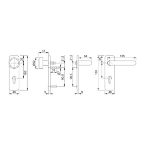 Hoppe FS-Garnitur Paris FS-K58/202K/138 Ku.F9005M D/K f.TS 40-66mm PZ DIN L/R