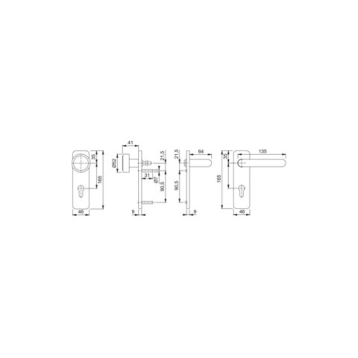 Hoppe FS-Garnitur Paris FS-K58/202K/138 Ku.F9005M D/K f.TS 40-66mm PZ DIN L/R