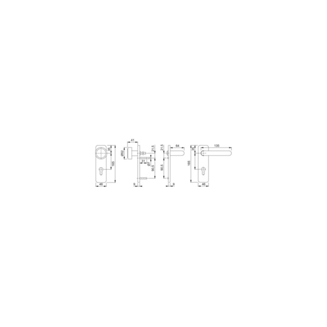 Hoppe FS-Garnitur Paris FS-K58/202K/138 Ku.F9005M D/K f.TS 40-66mm PZ DIN L/R