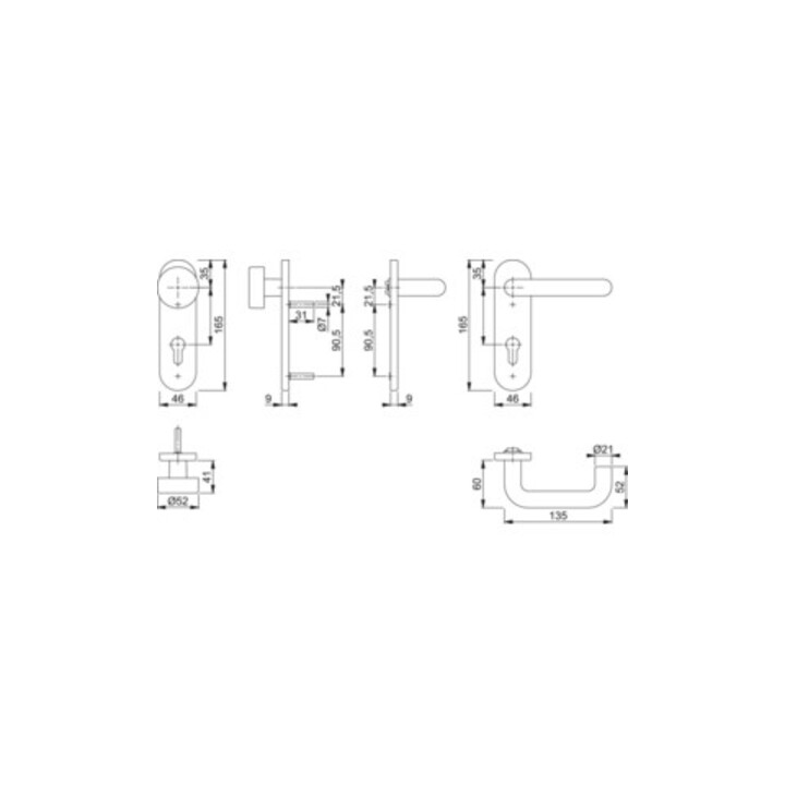 Hoppe FS-Garnitur Paris FS-K58/353K/138 Ku.F9005 D/K f.TS 40-66mm PZ DIN L/R