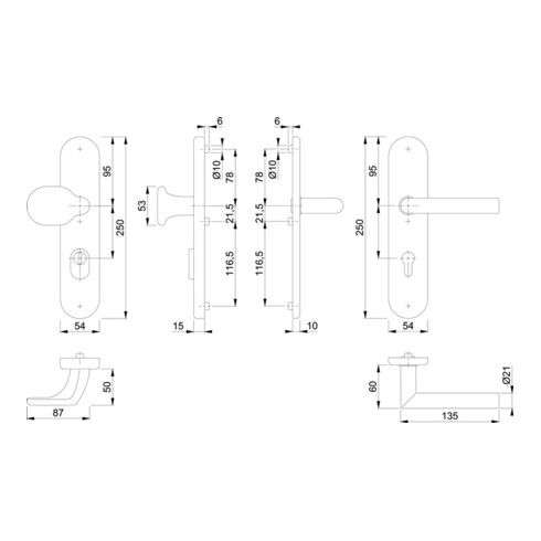 Hoppe FS-Schutzgrt.Ams.FS-86G/3332ZA/3310/1400F VA F69 D/K f.TS 42-47mm PZ DIN L/R