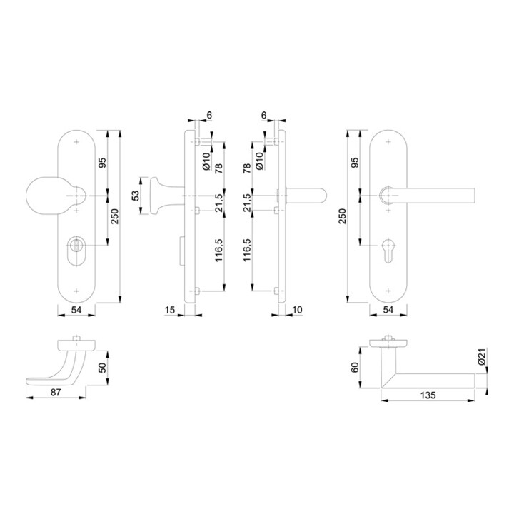 Hoppe FS-Schutzgrt.Ams.FS-86G/3332ZA/3310/1400F VA F69 D/K f.TS 42-47mm PZ DIN L/R