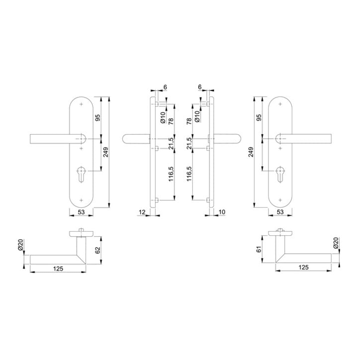 Hoppe FS-Schutzgrt.Ams.FS-E1400F/3331/3310 VA F69 D/D f.TS 42-47mm PZ DIN L/R