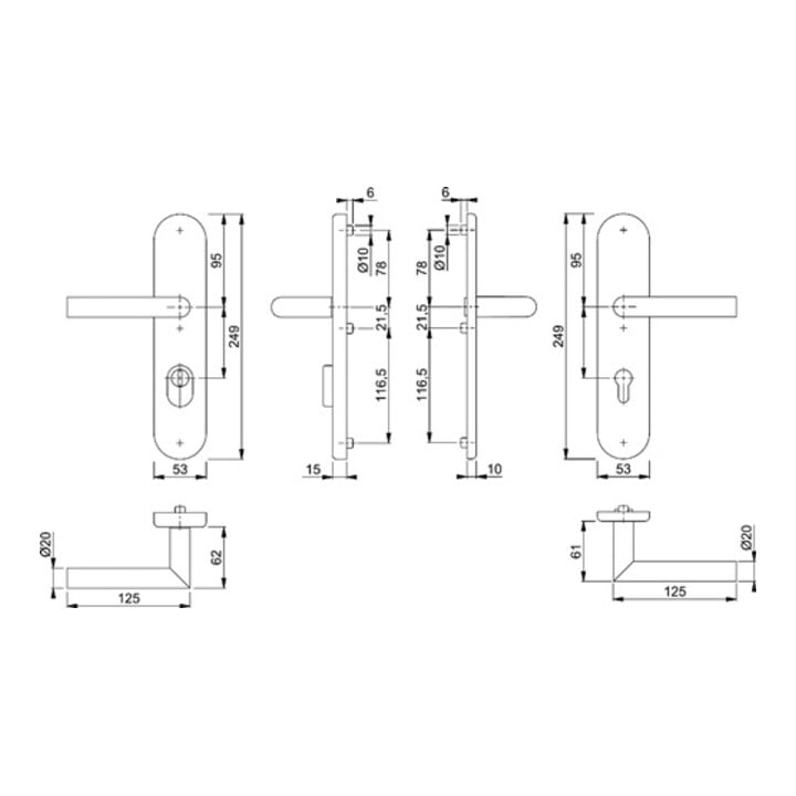 Hoppe FS-Schutzgrt.Ams.FS-E1400F/3332ZA/33310 VA F69 D/D f.TS 42-47mm PZ DIN L/R