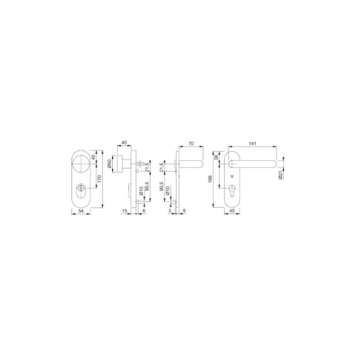 Hoppe FS-Schutzgrt.Paris FS-58/3332KZA/353K-1/138F Alu.F1 D/K f.TS 42-47mm PZ DIN L/R