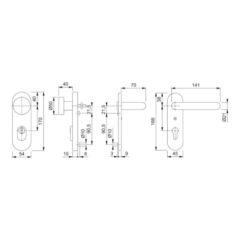 Hoppe FS-Schutzgrt.Paris FS-58/3332KZA/353K-1/138F Alu.F1 D/K f.TS 42-47mm PZ DIN L/R