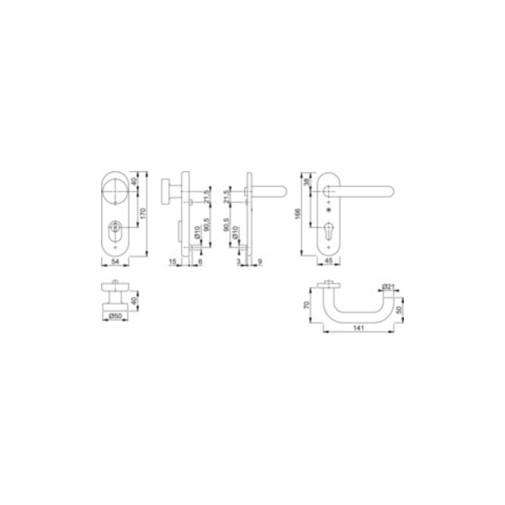 Hoppe FS-Schutzgrt.Paris FS-58/3332KZA/353K-1/138F Alu.F1 D/K f.TS 42-47mm PZ DIN L/R